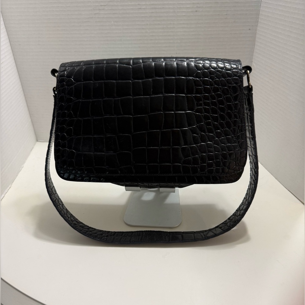 CUERO DE VACA leather Croc Shoulder purse black